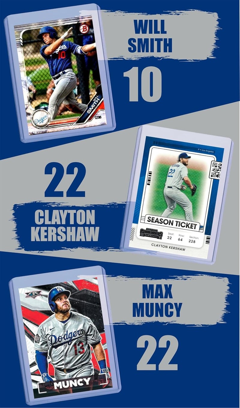 Chaser Los Angeles Dodgers Baseball Cards: Freddie Freeman, Shohei Ohtani, Mookie Betts, Will Smith, Clayton Kershaw, Max Muncy, Teoscar Hernandez, Jackie Robinson ASSORTED Stars and GOATs LA Trading Card and Wristbands Gift Pack - Image 3